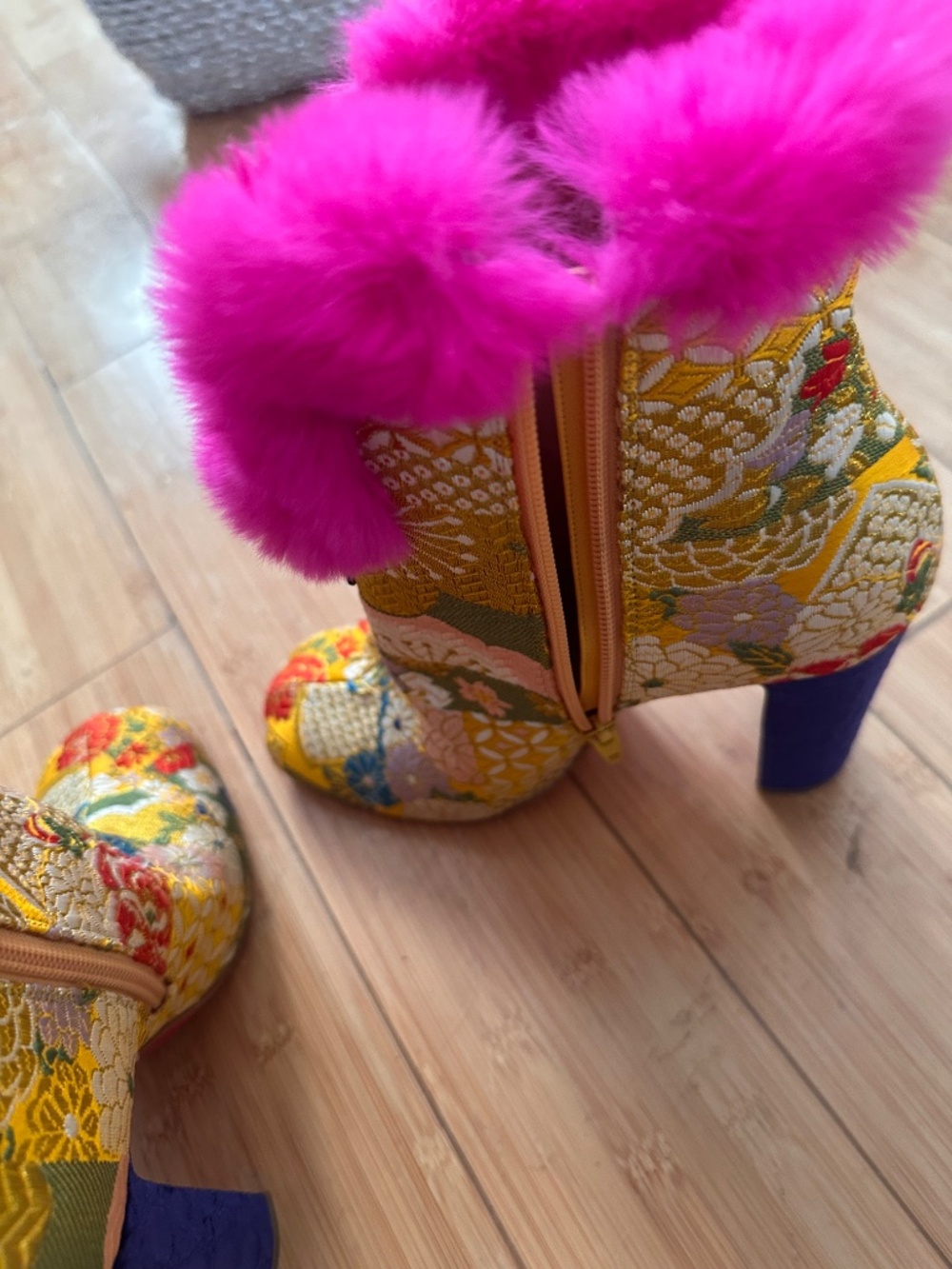 Christian Louboutin May Wong Floral & Rabbit Fur Boot - Picture 5 of 8